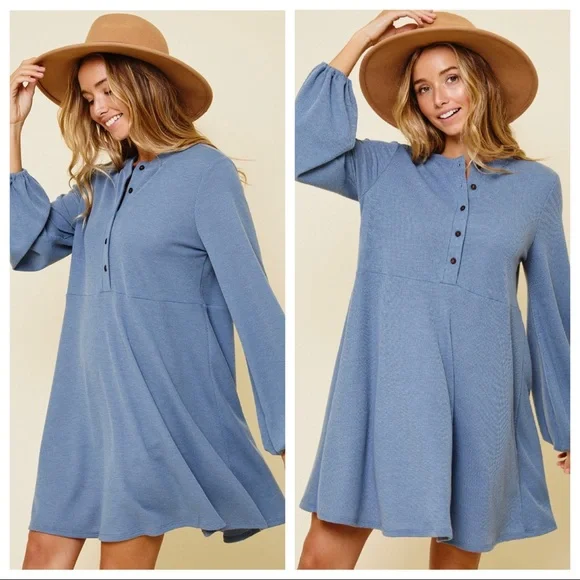 #04All Year Round Perfect Solid Button Up Midi Dress - Picture 3 of 4